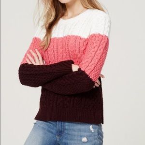 Sale! Loft Wool Blend Colorblock Cable Sweater